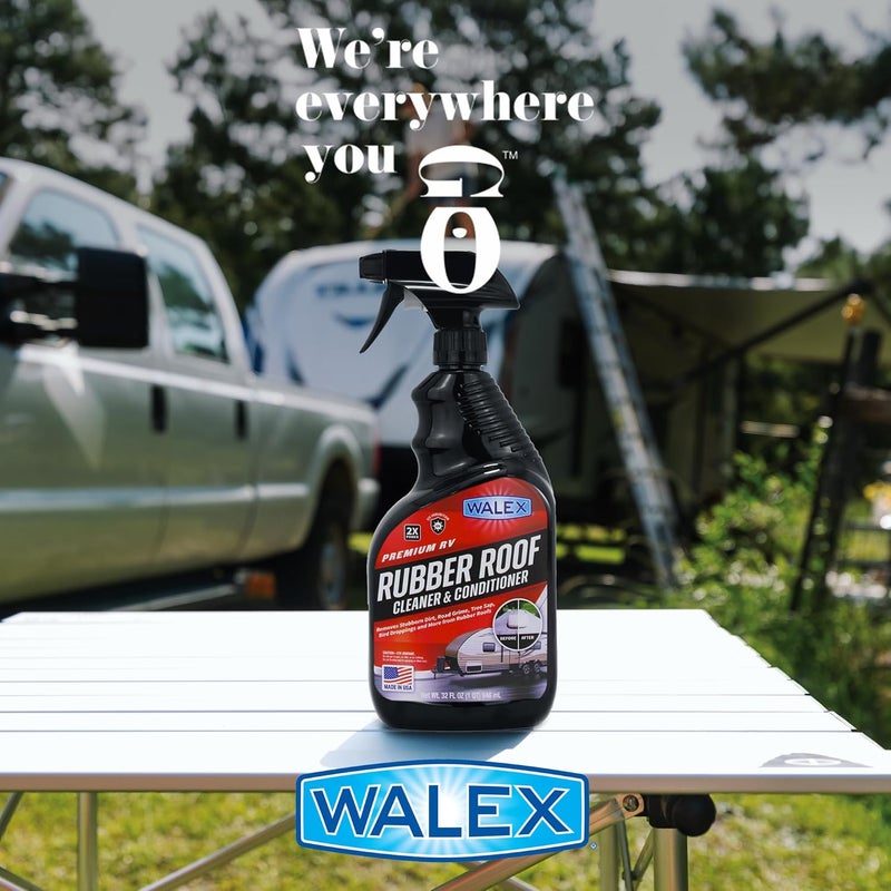 WALEX RV Rubber Roof Cleaner/Conditioner - Removes Dirt, Road Grime, Tree Sap, Bird Droppings & More, Conditions RV Roof After Application; Great for RVs, Campers, Motorhomes, & Trailers, 64 oz - Image 3